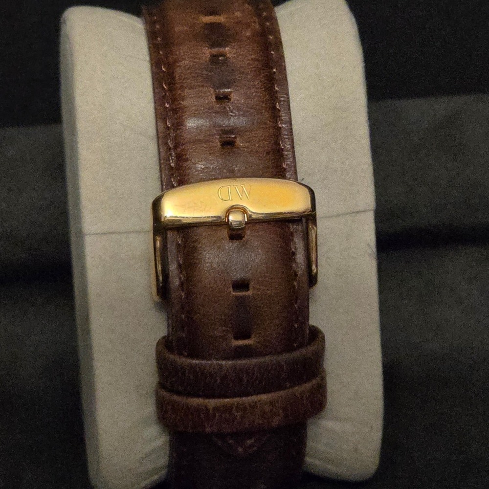 Daniel Wellington Wrist Watch Mens OS Brown Leather Gold Analog Classic - Picture 3 of 5